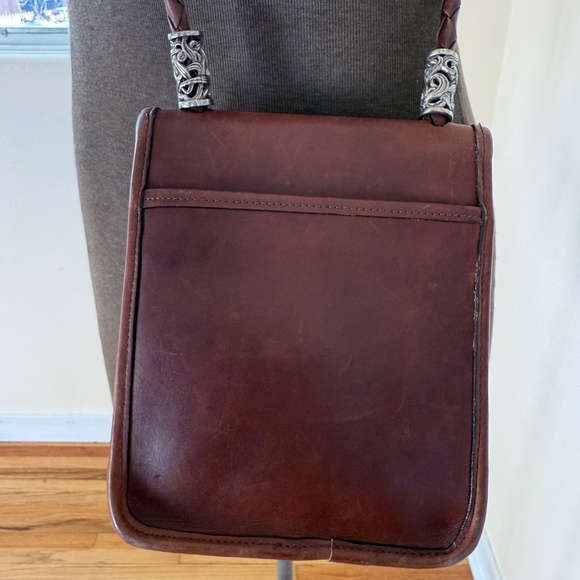 Vintage 90s Brighton Brown Leather Karen Bag Purse Braided Shoulder Crossbody - Picture 5 of 11